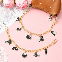 2 stücke 2 arten legierung emaille schwarz katze charme aluminium tasche dekorative ketten&nbsp;HJEW-CJ00094
