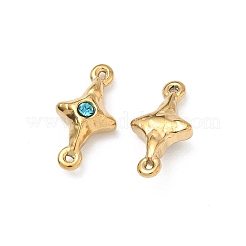 Ciondoli con connettore in strass color acquamarina in acciaio inossidabile 304&nbsp;STAS-L308-03A-G