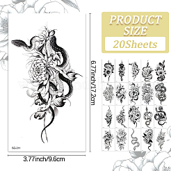 20 Stück 20 Stile abnehmbare temporäre wasserdichte Tattoos Papieraufkleber&nbsp;DIY-CP0012-48A