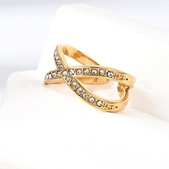 Anillos abiertos de acero inoxidable 304 con rhinestone para mujer&nbsp;RB-CBA2039-02G-01