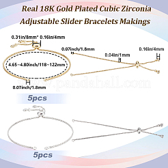 10 bracelet coulissant en laiton ajustable bicolore pour la fabrication&nbsp;MAK-BBC0001-33B