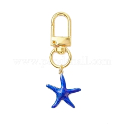 Pendentifs décoratifs en forme d'étoile de mer en laiton émaillé&nbsp;HJEW-JM03909