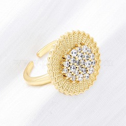 Messing Micro Pave klare Manschettenringe aus Zirkonia&nbsp;RJEW-M066-03G-02