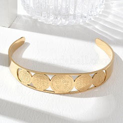 Bracelet manchette creux en acier inoxydable Saint Benoît&nbsp;SA-CBA3211-01G