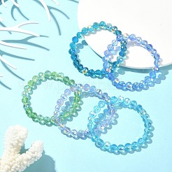 Bracelets extensibles en perles rondes en verre étincelant pour femmes&nbsp;BJEW-JB09424