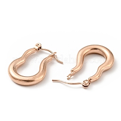 Orecchini a cerchio ovali twist in acciaio inossidabile 304 con placcatura ionica (ip) per donna&nbsp;EJEW-G293-07RG
