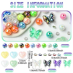 40 pièce de perles acryliques irisées arc-en-ciel plaquées UV de formes mixtes&nbsp;DIY-YW0017-03