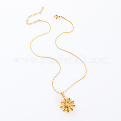 Colliers vintage en acier inoxydable avec pendentif en forme de marguerite à double couche pour femmes&nbsp;VJ5225