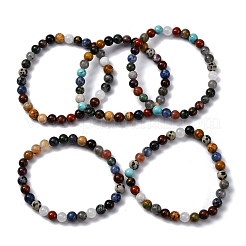 Bracelets extensibles en perles de pierres précieuses mélangées naturelles et synthétiques pour femmes et hommes&nbsp;BJEW-F490-01A