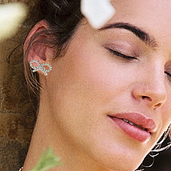 16 stücke 4 arten messing kristall strass stud ohrring finden&nbsp;KK-CA0002-31