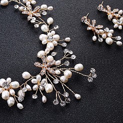 Legierung Süßwasserperle Strass Schmuck-Sets&nbsp;FS-WG8E598-01
