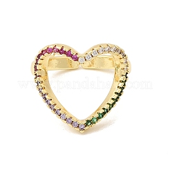 Offene Manschettenringe aus Messing mit Mikropavé und Zirkonia&nbsp;RJEW-P186-04G