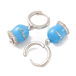Orecchini a cerchio da donna con campana in ottone e smalto&nbsp;EJEW-U015-25P-N