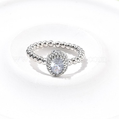 Ovale Messing-Armreif- und Ring-Sets mit Mikropflaster und Zirkonia für Damen&nbsp;SJEW-R002-03P-01