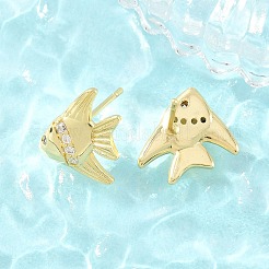 Boucles d'oreilles en laiton avec zircone cubique de micro pave&nbsp;EJEW-G471-27G