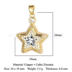 Ottone micro spianare pendenti zirconi&nbsp;ZIRC-OY001-53G