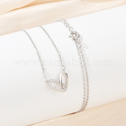 925 Sterling Silber Micro Pave klarer Zirkonia Anhänger Halsketten&nbsp;NJEW-D317-01P