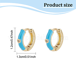 8 par de pendientes de aro de esmalte chapados en oro real de 8k de 18 colores con circonita cúbica transparente&nbsp;EJEW-AN0001-97