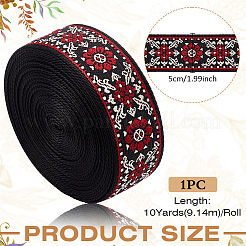 Ruban de fleurs jacquard en polyester de style ethnique pour accessoires de vêtements&nbsp;OCOR-WH0097-83B