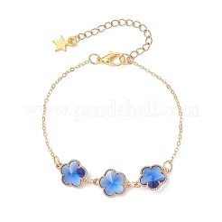 Gliederarmbänder aus Glaslegierung mit Blumenperlen&nbsp;BJEW-JB13259