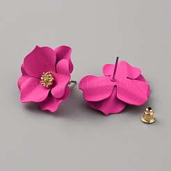3D-Blumen-Ohrstecker aus Legierung&nbsp;EJEW-WH0016-07D