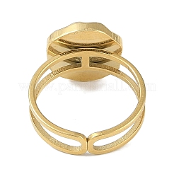 Ionenplattierung (IP) 304 Edelstahl Emaille flach rund mit Mond Fingerringe&nbsp;RJEW-L107-065G-01