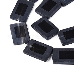 Brins de perles d'agate noire naturelle teintées et chauffées&nbsp;G-T144-25B-02