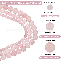 3 Stränge 3 Stile natürliche Rosenquarz Perlen Stränge&nbsp;G-PA0001-39