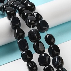 Chapelets de perles perles en agate noire naturelle&nbsp;G-H295-A01-04
