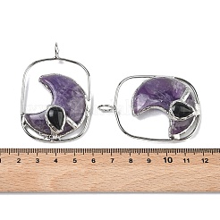 Grands pendentifs en améthyste et obsidienne naturelles&nbsp;G-Z142-01P-B02