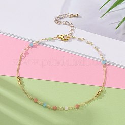 Facettierte Glasperlen Fußkettchen&nbsp;AJEW-AN00379-01