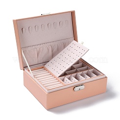 PU-Kunstleder-Schmuck-Organizer-Box mit Schloss&nbsp;CON-P016-B02