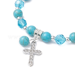 Bracelet à breloques en alliage avec strass en forme de croix (2 pièce)&nbsp;BJEW-JB12882