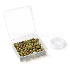 100 Stk. 8 mm natürliche grüne Granat runde Perlen&nbsp;DIY-LS0002-63