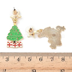 Weihnachts-Ohrstecker aus Emaille-Legierung&nbsp;LS-EJEW-F399-04A-G