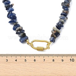 Halsketten aus natürlichen und synthetischen Edelsteinsplittern&nbsp;NJEW-JN06275