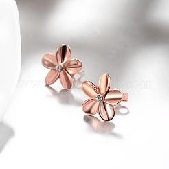 Elegante Zinn-Legierung Strass Blumenbolzenohrringe für Frauen&nbsp;EJEW-BB02405-A