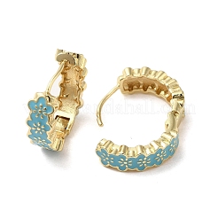 Orecchini a cerchio in ottone dorato a forma di fiore&nbsp;EJEW-L268-015G-01