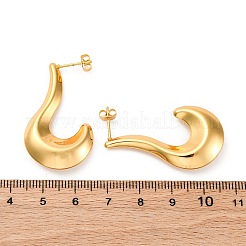 Pendientes de botón de acero inoxidable 304 en forma de J para mujer&nbsp;EJEW-A125-09G