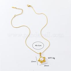 Collier avec pendentif étoile en acier inoxydable et perles d'imitation pour femme&nbsp;DN6793
