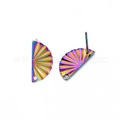 Orecchini a bottone in acciaio inossidabile 304 color arcobaleno&nbsp;STAS-N098-015