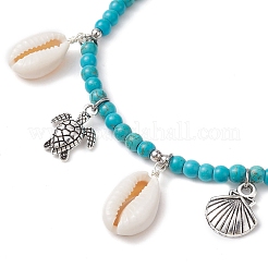 Cavigliera con ciondolo tartaruga in lega e conchiglia naturale&nbsp;X1-AJEW-TA00022