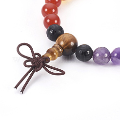 Pulseras elásticas de piedra natural y resina elástica&nbsp;BJEW-JB03907-01