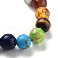 Chakra runde Stretch-Armbänder aus natürlichen Tigerauge-Perlen&nbsp;BJEW-K251-05D