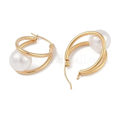 Pendientes de aro con forma de lágrima de acero inoxidable 201 con revestimiento al vacío de PVD&nbsp;LS-EJEW-I309-76G
