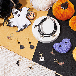 Marcadores de punto de bloqueo de fantasma/araña/murciélago de esmalte de aleación con tema de halloween&nbsp;HJEW-PH01788