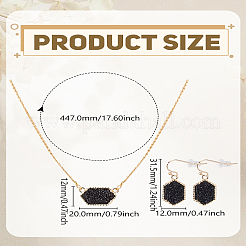 Sets aus Halsketten mit Anhänger aus sechseckigem Kunstharz und Ohrhängern für Damen&nbsp;SJEW-LP0001-52A