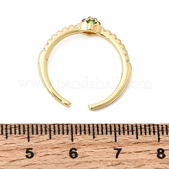 Anelli aperti con polsino in ottone micro pavé di zirconi cubici trasparenti&nbsp;RJEW-C164-04C-G
