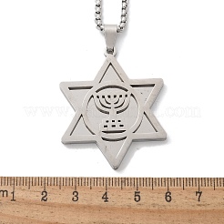 Chanukka 201 Edelstahl Davidstern Anhänger Halsketten&nbsp;LS-NJEW-Z058-02P