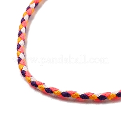Collana in cordino di policotone intrecciato rotondo da 2 mm realizzata con fermagli a moschettone in lega e catene terminali in ferro&nbsp;NJEW-Q031-01D